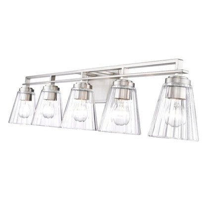 Z-Lite Lyna 39" 5-Light Brushed Nickel and Clear Glass Shade Vanity Light
