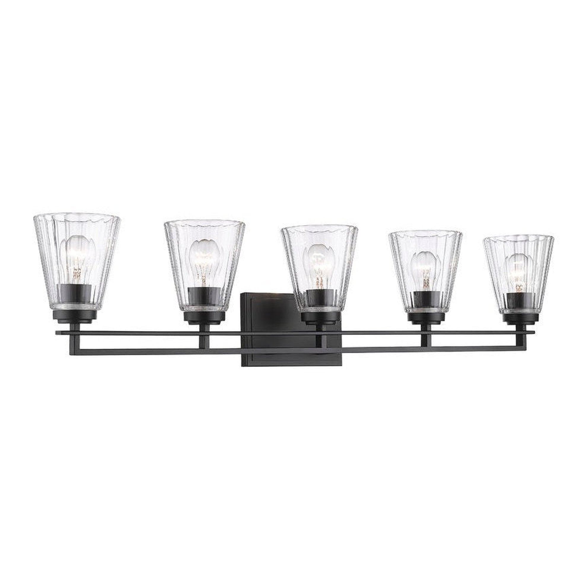 Z-Lite Lyna 39" 5-Light Matte Black and Clear Glass Shade Vanity Light