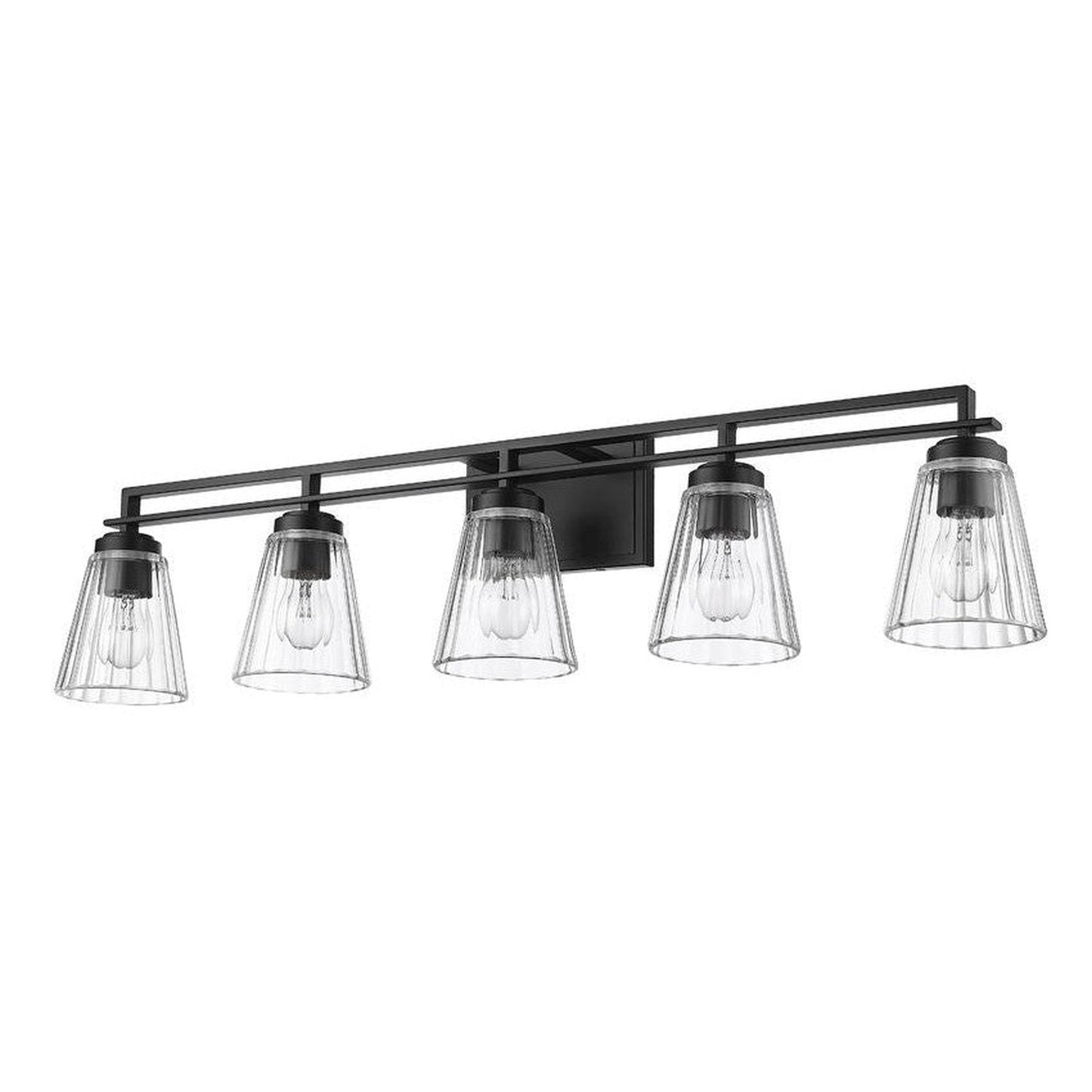 Z-Lite Lyna 39" 5-Light Matte Black and Clear Glass Shade Vanity Light