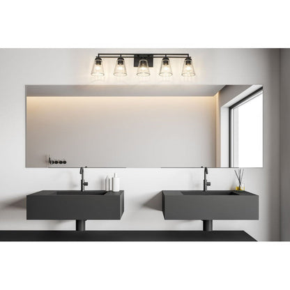 Z-Lite Lyna 39" 5-Light Matte Black and Clear Glass Shade Vanity Light