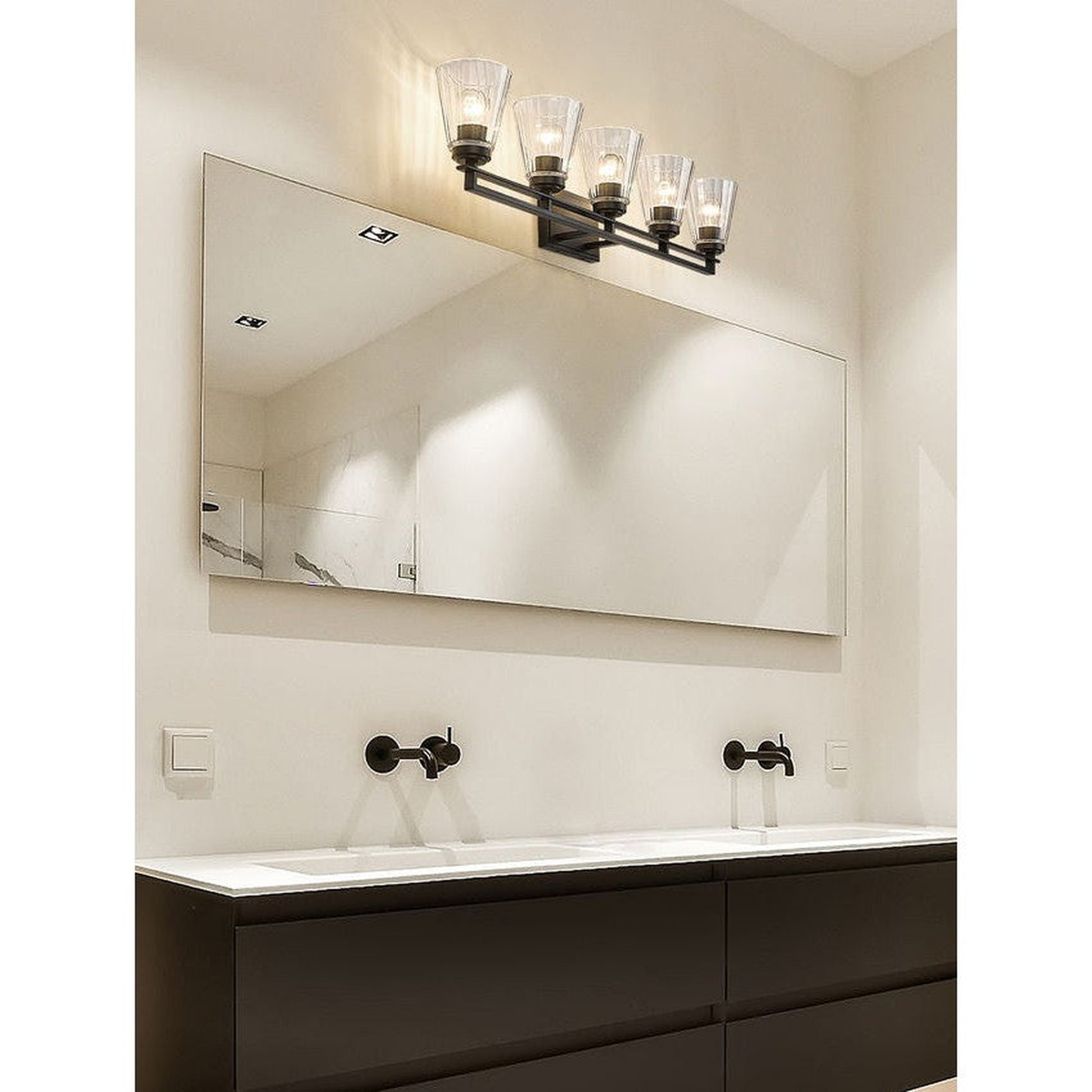 Z-Lite Lyna 39" 5-Light Matte Black and Clear Glass Shade Vanity Light