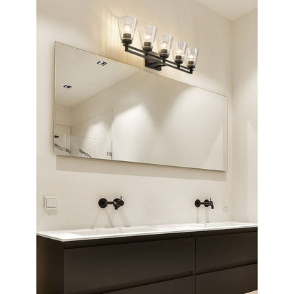 Z-Lite Lyna 39" 5-Light Matte Black and Clear Glass Shade Vanity Light