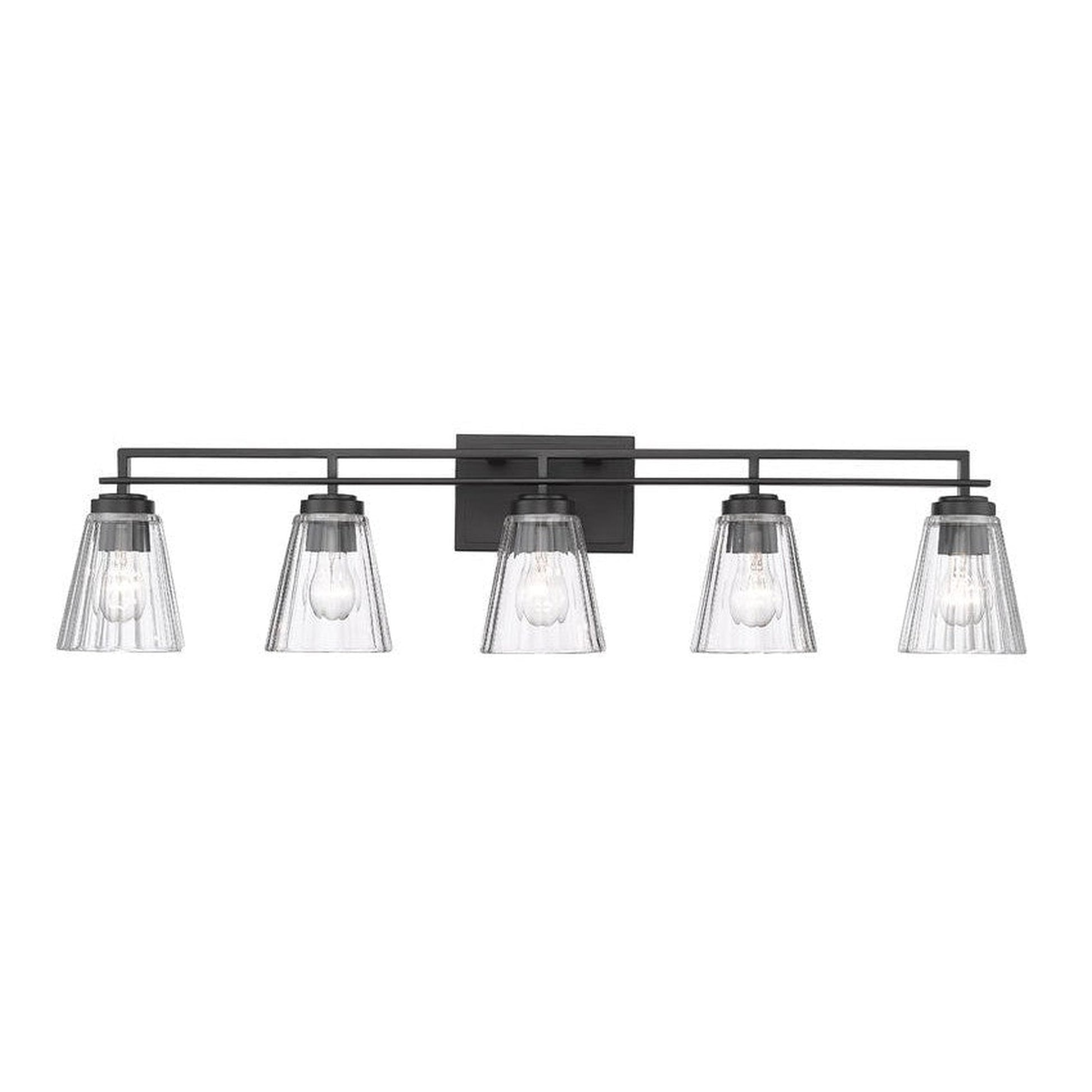 Z-Lite Lyna 39" 5-Light Matte Black and Clear Glass Shade Vanity Light