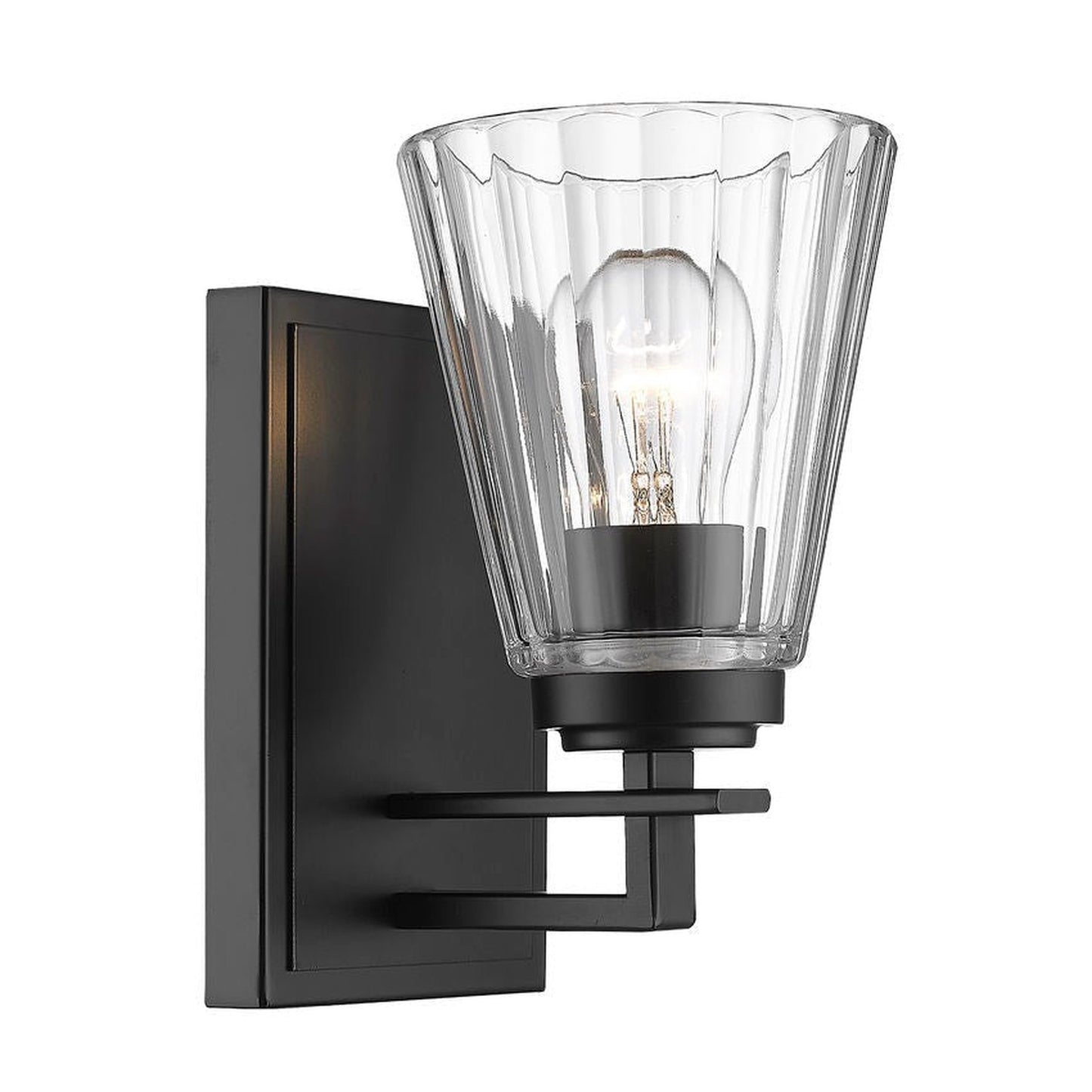 Z-Lite Lyna 5" 1-Light Matte Black and Clear Glass Shade Wall Sconce