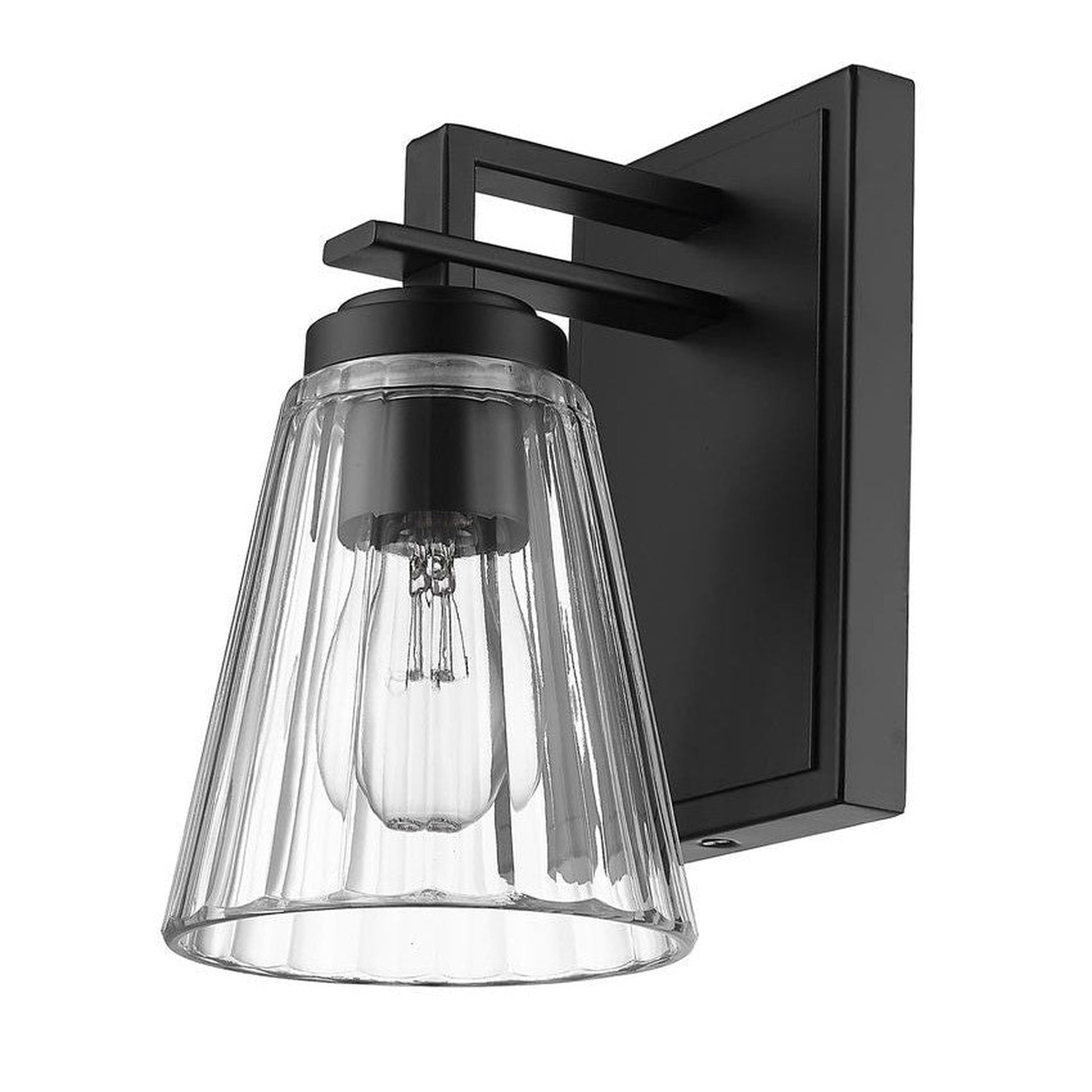 Z-Lite Lyna 5" 1-Light Matte Black and Clear Glass Shade Wall Sconce