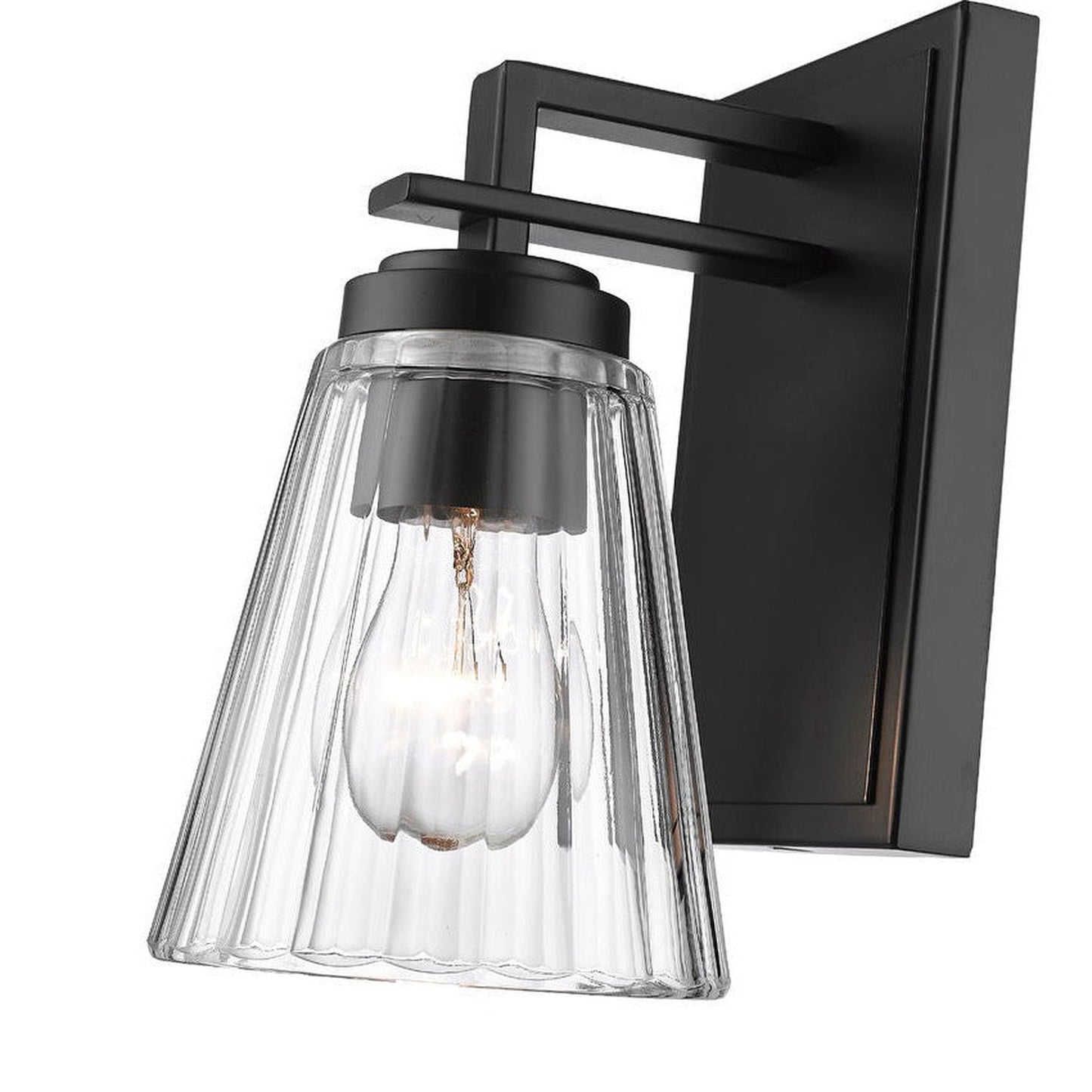 Z-Lite Lyna 5" 1-Light Matte Black and Clear Glass Shade Wall Sconce