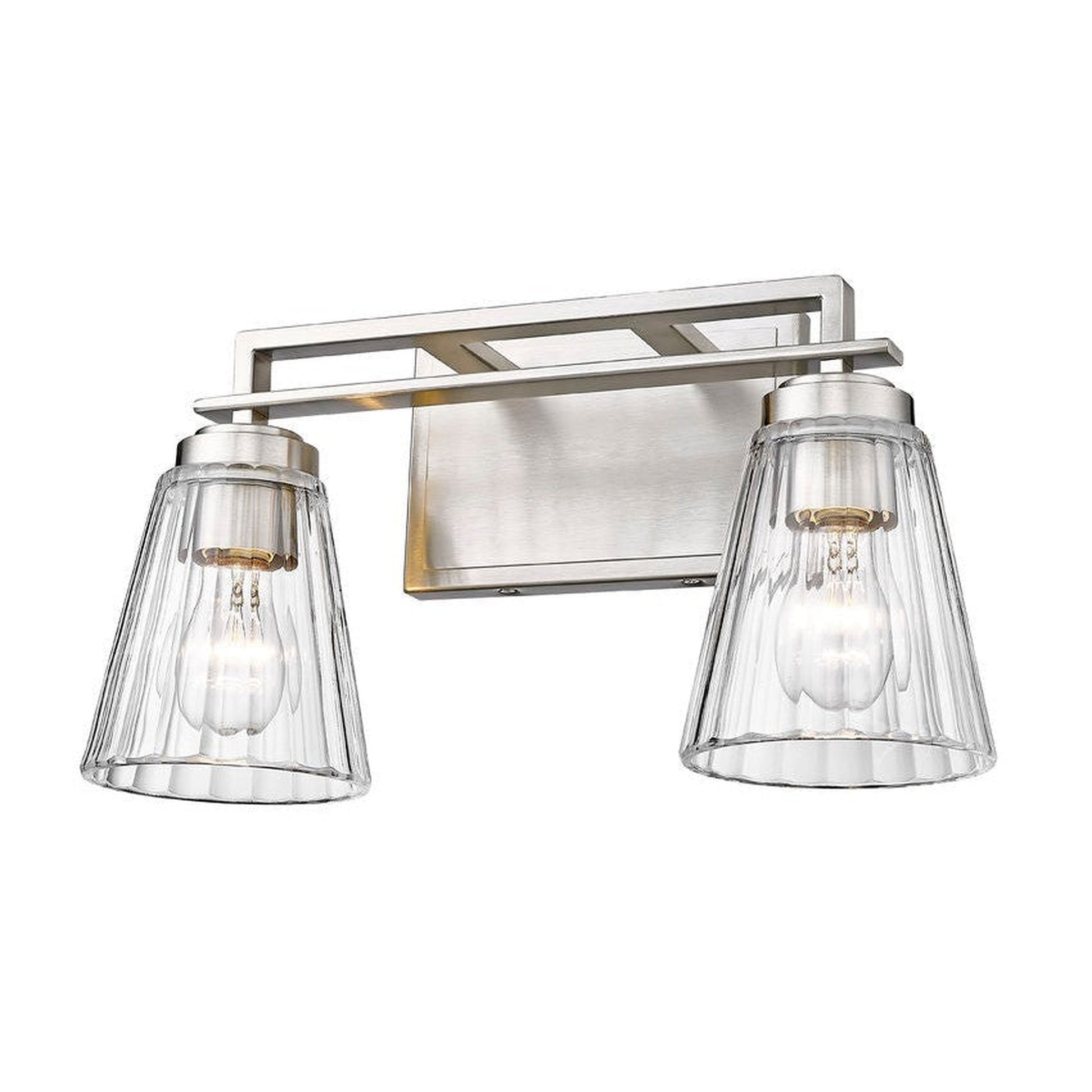 Z-Lite Lyna 7" 2-Light Brushed Nickel and Clear Glass Shade Vanity Light