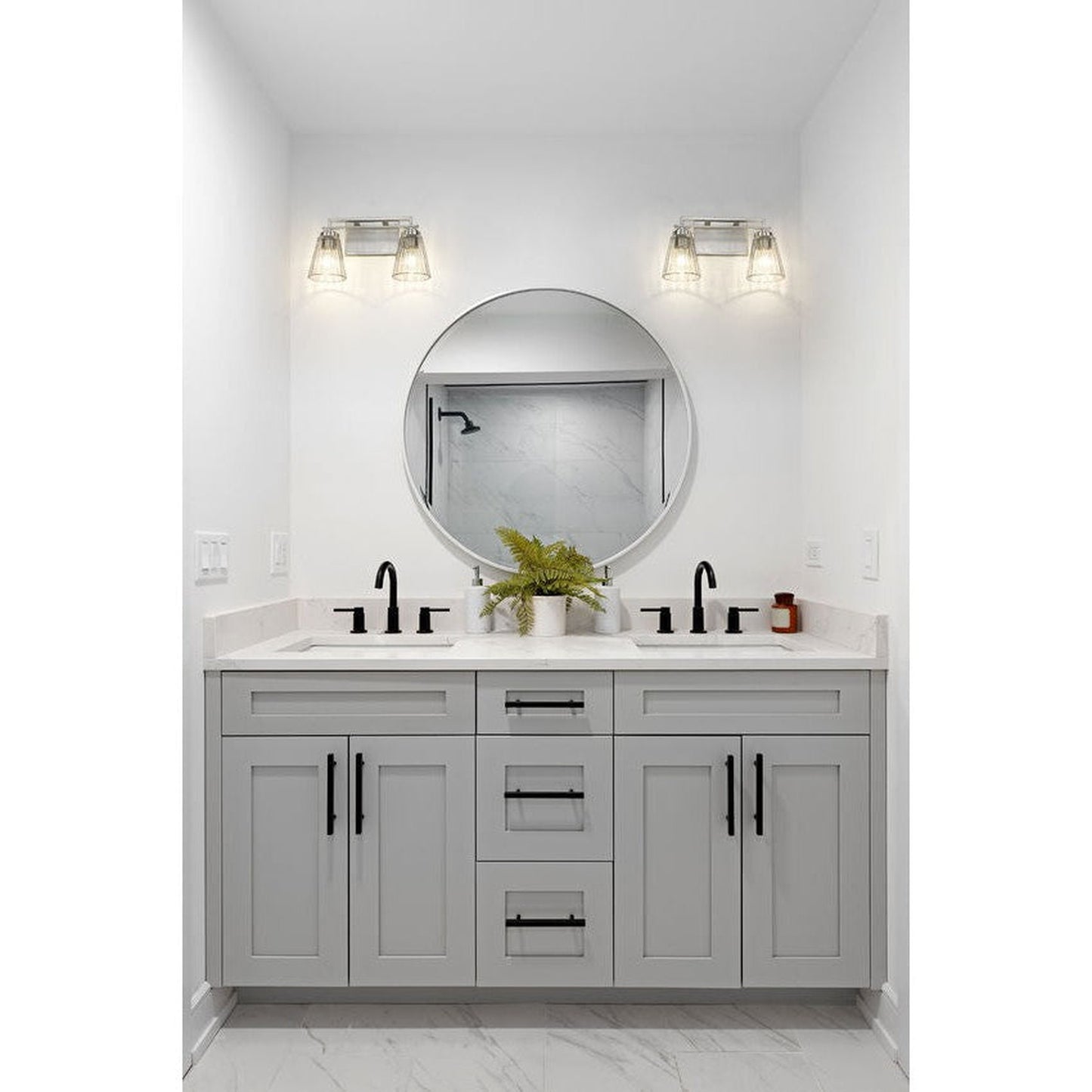 Z-Lite Lyna 7" 2-Light Brushed Nickel and Clear Glass Shade Vanity Light