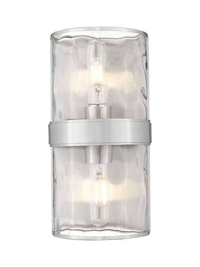Z-Lite Meridian 3053-2SS-BN 6" 2-Light Brushed Nickel Steel Frame Clear Water Glass Shade Wall Sconce