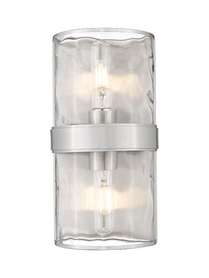 Z-Lite Meridian 3053-2SS-BN 6" 2-Light Brushed Nickel Steel Frame Clear Water Glass Shade Wall Sconce