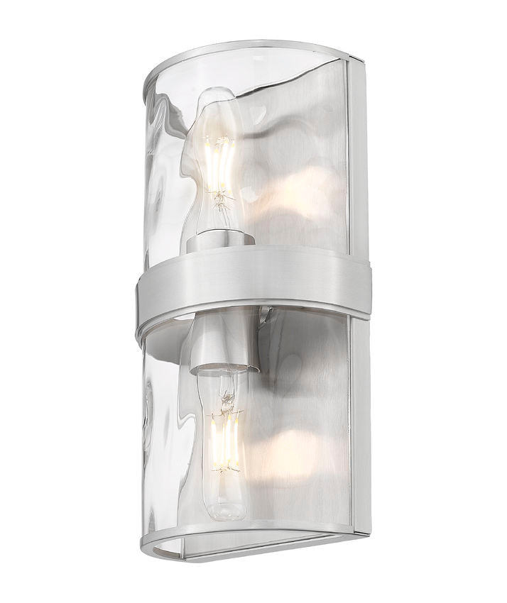 Z-Lite Meridian 3053-2SS-BN 6" 2-Light Brushed Nickel Steel Frame Clear Water Glass Shade Wall Sconce