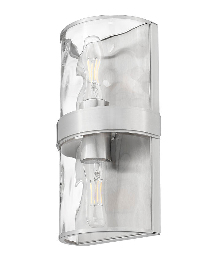 Z-Lite Meridian 3053-2SS-BN 6" 2-Light Brushed Nickel Steel Frame Clear Water Glass Shade Wall Sconce
