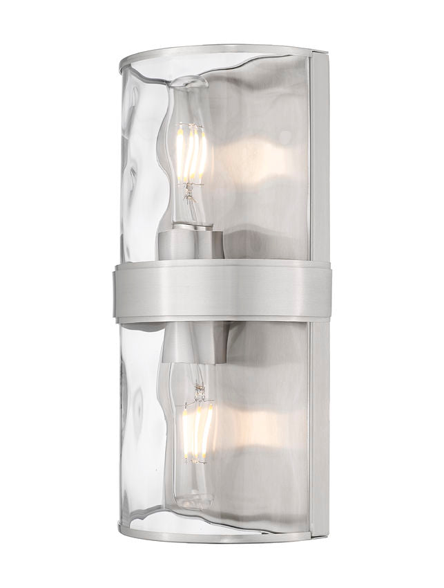 Z-Lite Meridian 3053-2SS-BN 6" 2-Light Brushed Nickel Steel Frame Clear Water Glass Shade Wall Sconce