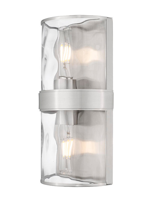 Z-Lite Meridian 3053-2SS-BN 6" 2-Light Brushed Nickel Steel Frame Clear Water Glass Shade Wall Sconce