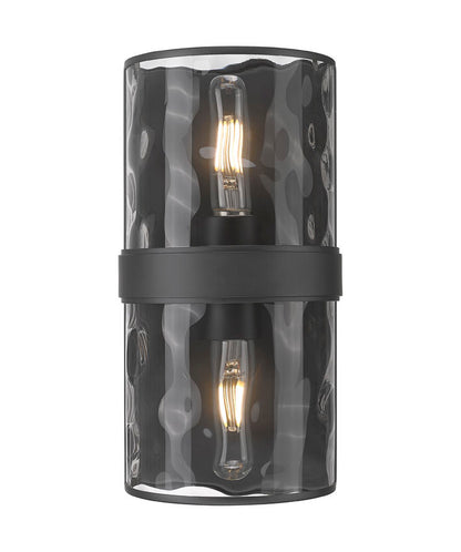 Z-Lite Meridian 3053-2SS-MB 6" 2-Light Matte Black Steel Frame Clear Water Glass Shade Wall Sconce