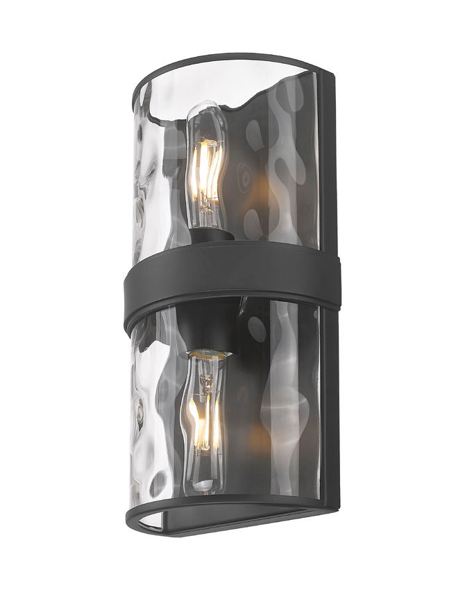 Z-Lite Meridian 3053-2SS-MB 6" 2-Light Matte Black Steel Frame Clear Water Glass Shade Wall Sconce
