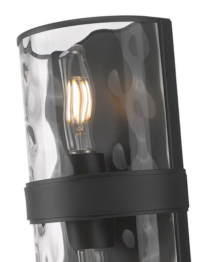 Z-Lite Meridian 3053-2SS-MB 6" 2-Light Matte Black Steel Frame Clear Water Glass Shade Wall Sconce