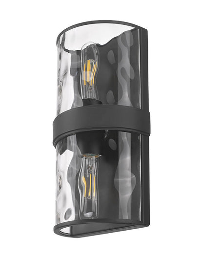 Z-Lite Meridian 3053-2SS-MB 6" 2-Light Matte Black Steel Frame Clear Water Glass Shade Wall Sconce