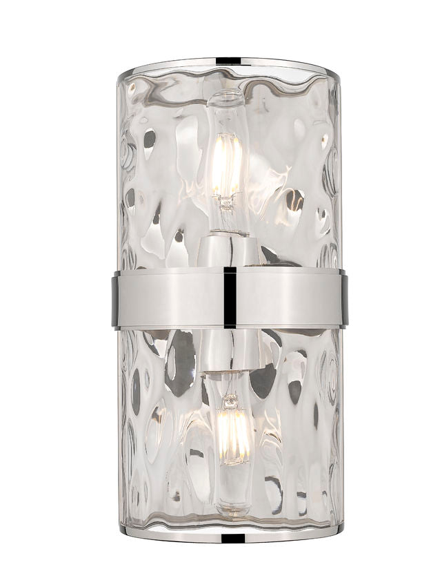 Z-Lite Meridian 3053-2SS-PN 6" 2-Light Polished Nickel Steel Frame Clear Water Glass Shade Wall Sconce