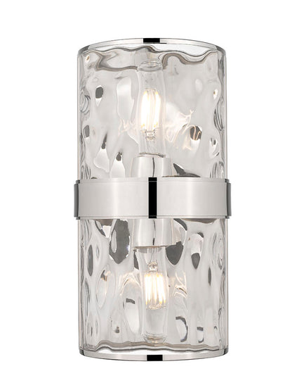 Z-Lite Meridian 3053-2SS-PN 6" 2-Light Polished Nickel Steel Frame Clear Water Glass Shade Wall Sconce