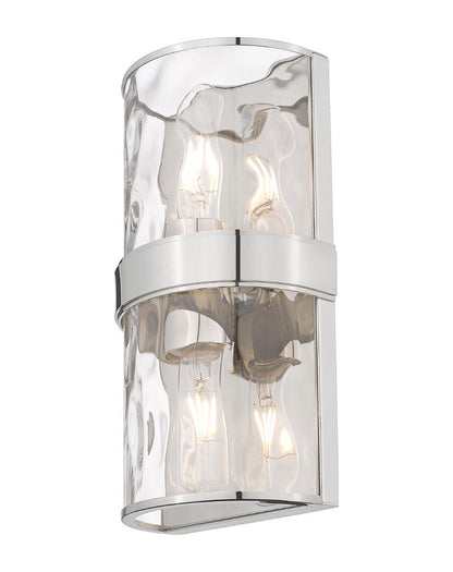 Z-Lite Meridian 3053-2SS-PN 6" 2-Light Polished Nickel Steel Frame Clear Water Glass Shade Wall Sconce