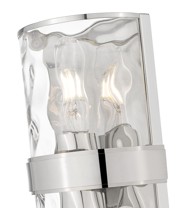 Z-Lite Meridian 3053-2SS-PN 6" 2-Light Polished Nickel Steel Frame Clear Water Glass Shade Wall Sconce
