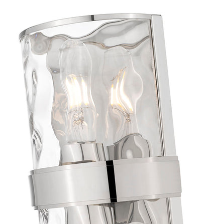Z-Lite Meridian 3053-2SS-PN 6" 2-Light Polished Nickel Steel Frame Clear Water Glass Shade Wall Sconce