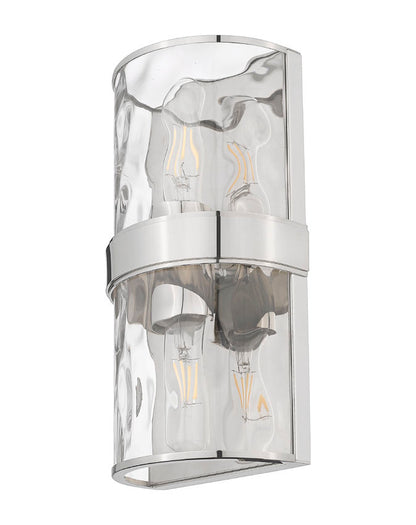 Z-Lite Meridian 3053-2SS-PN 6" 2-Light Polished Nickel Steel Frame Clear Water Glass Shade Wall Sconce