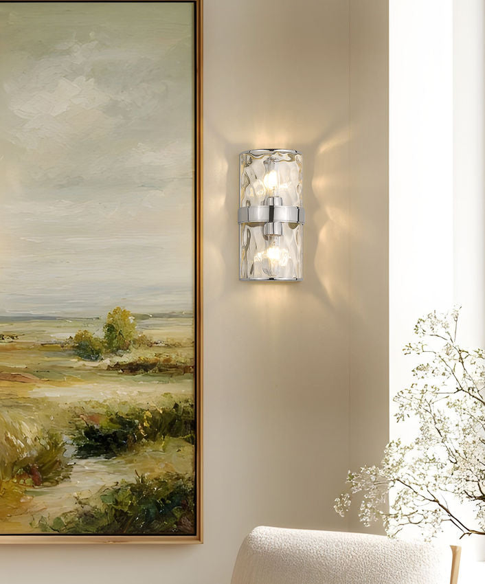 Z-Lite Meridian 3053-2SS-PN 6" 2-Light Polished Nickel Steel Frame Clear Water Glass Shade Wall Sconce