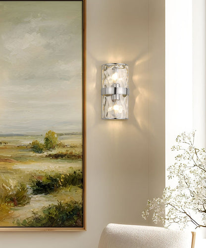 Z-Lite Meridian 3053-2SS-PN 6" 2-Light Polished Nickel Steel Frame Clear Water Glass Shade Wall Sconce