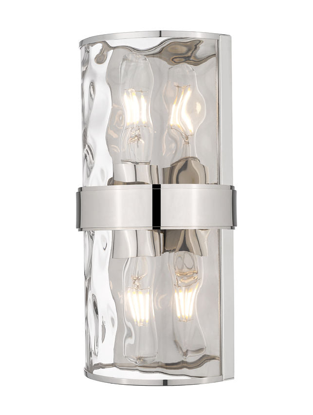Z-Lite Meridian 3053-2SS-PN 6" 2-Light Polished Nickel Steel Frame Clear Water Glass Shade Wall Sconce