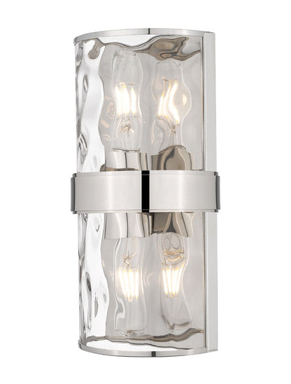 Z-Lite Meridian 3053-2SS-PN 6" 2-Light Polished Nickel Steel Frame Clear Water Glass Shade Wall Sconce