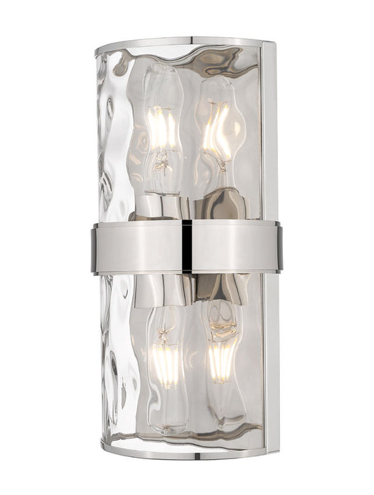 Z-Lite Meridian 3053-2SS-PN 6" 2-Light Polished Nickel Steel Frame Clear Water Glass Shade Wall Sconce