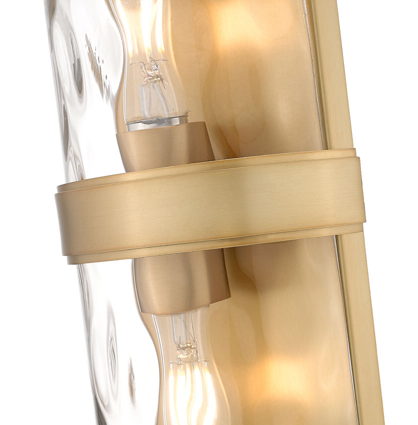 Z-Lite Meridian 3053-2SS-RB 6" 2-Light Rubbed Brass Steel Frame Clear Water Glass Shade Wall Sconce
