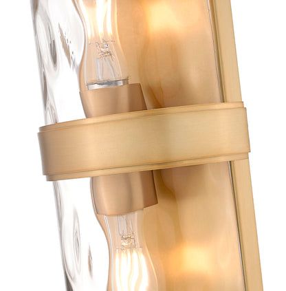 Z-Lite Meridian 3053-2SS-RB 6" 2-Light Rubbed Brass Steel Frame Clear Water Glass Shade Wall Sconce