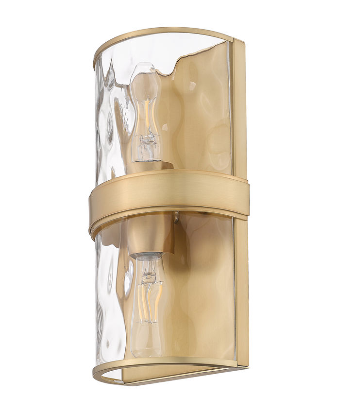 Z-Lite Meridian 3053-2SS-RB 6" 2-Light Rubbed Brass Steel Frame Clear Water Glass Shade Wall Sconce