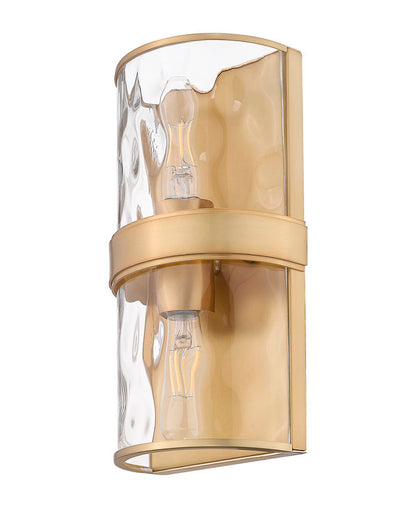 Z-Lite Meridian 3053-2SS-RB 6" 2-Light Rubbed Brass Steel Frame Clear Water Glass Shade Wall Sconce