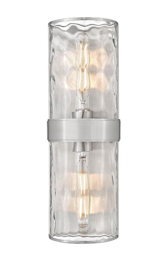 Z-Lite Meridian 6" 2-Light Brushed Nickel Steel Frame Clear Water Glass Shade Wall Sconce