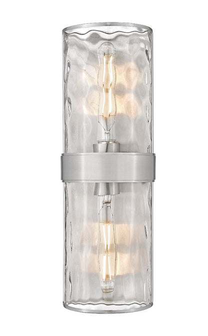 Z-Lite Meridian 6" 2-Light Brushed Nickel Steel Frame Clear Water Glass Shade Wall Sconce
