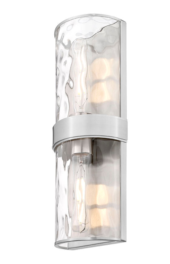 Z-Lite Meridian 6" 2-Light Brushed Nickel Steel Frame Clear Water Glass Shade Wall Sconce