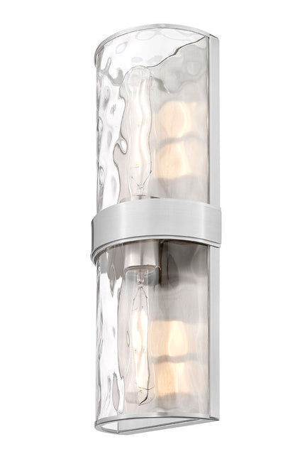 Z-Lite Meridian 6" 2-Light Brushed Nickel Steel Frame Clear Water Glass Shade Wall Sconce