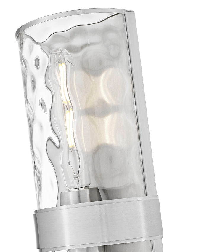 Z-Lite Meridian 6" 2-Light Brushed Nickel Steel Frame Clear Water Glass Shade Wall Sconce