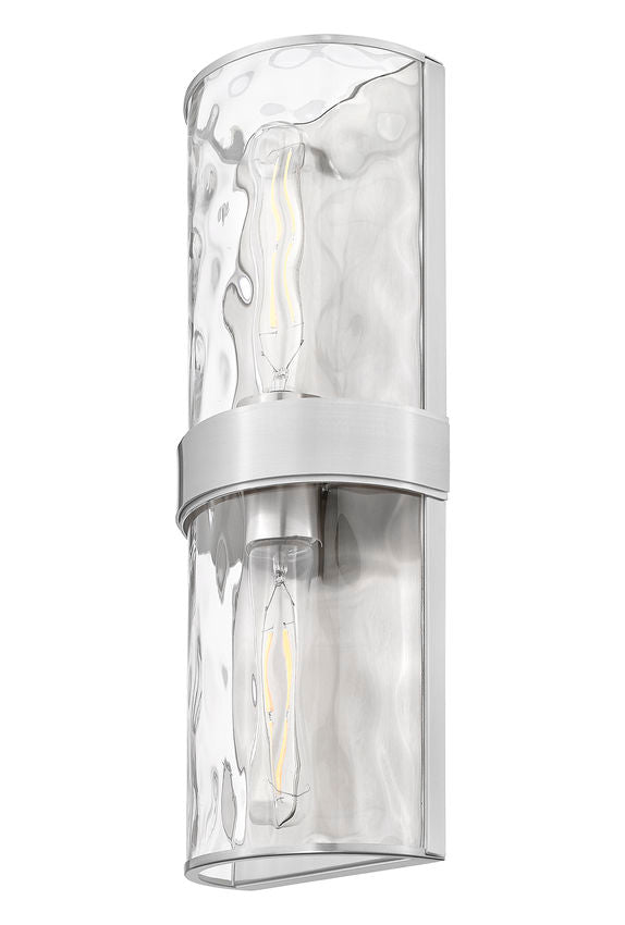 Z-Lite Meridian 6" 2-Light Brushed Nickel Steel Frame Clear Water Glass Shade Wall Sconce