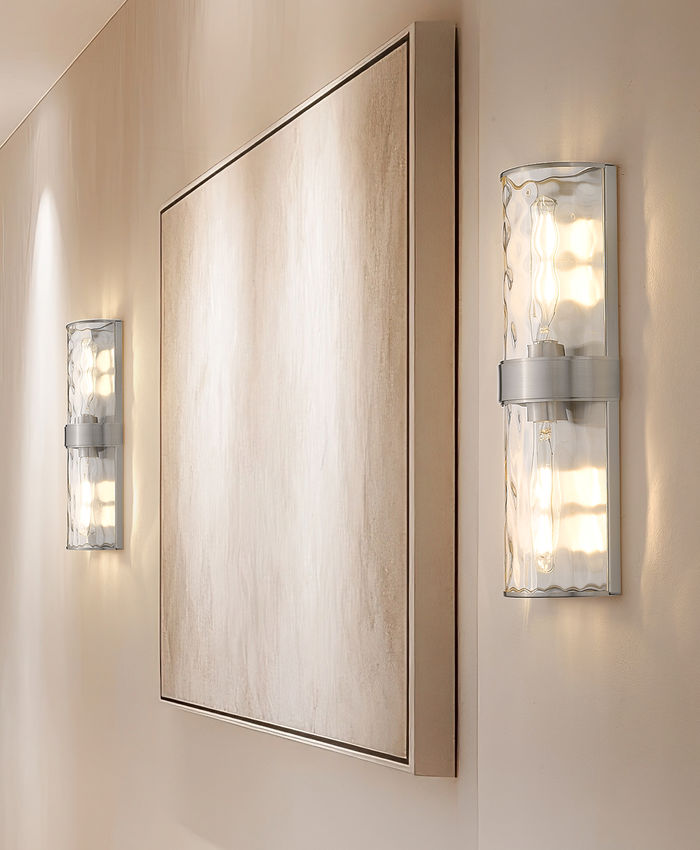 Z-Lite Meridian 6" 2-Light Brushed Nickel Steel Frame Clear Water Glass Shade Wall Sconce