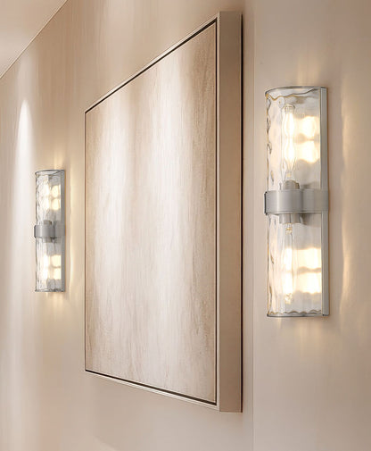 Z-Lite Meridian 6" 2-Light Brushed Nickel Steel Frame Clear Water Glass Shade Wall Sconce