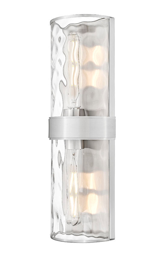 Z-Lite Meridian 6" 2-Light Brushed Nickel Steel Frame Clear Water Glass Shade Wall Sconce