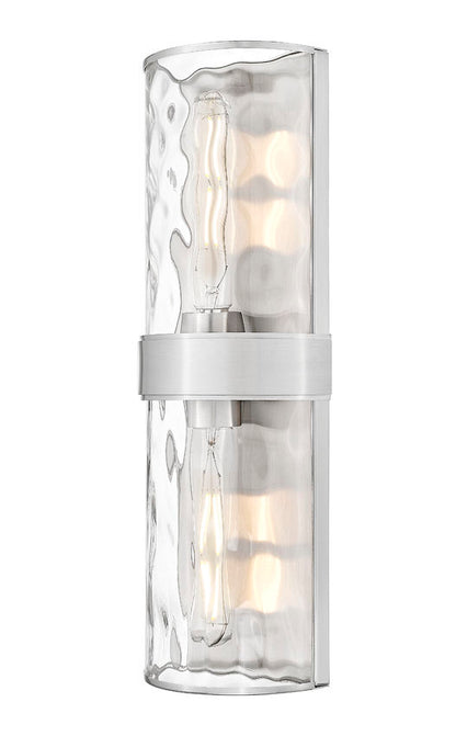 Z-Lite Meridian 6" 2-Light Brushed Nickel Steel Frame Clear Water Glass Shade Wall Sconce