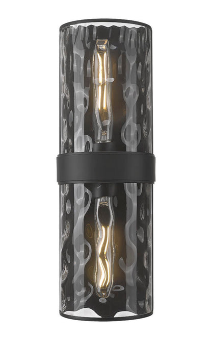 Z-Lite Meridian 6" 2-Light Matte Black Steel Frame Clear Water Glass Shade Wall Sconce