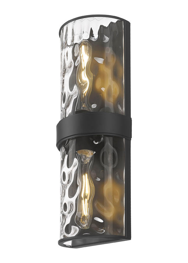 Z-Lite Meridian 6" 2-Light Matte Black Steel Frame Clear Water Glass Shade Wall Sconce