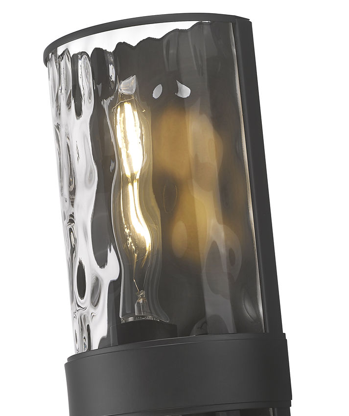 Z-Lite Meridian 6" 2-Light Matte Black Steel Frame Clear Water Glass Shade Wall Sconce